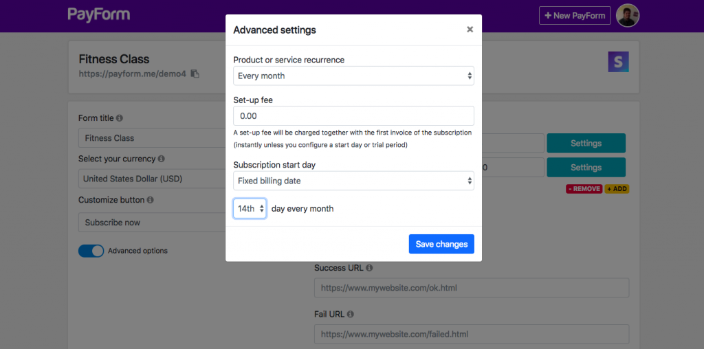 Fixed billing date Settings